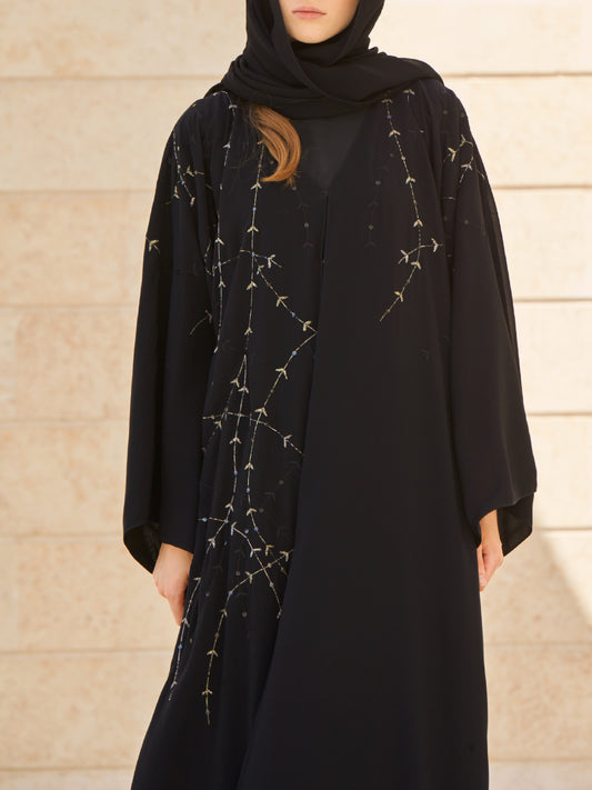 Abaya with Leaves Threads