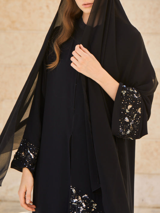 Abaya with Metallic Signature Hand Embroidery