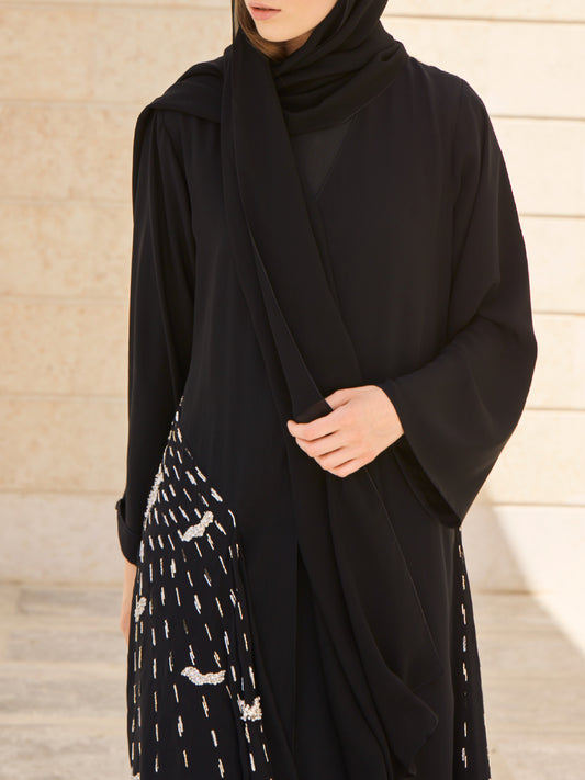 Abaya with Sliver Hand Embroidery