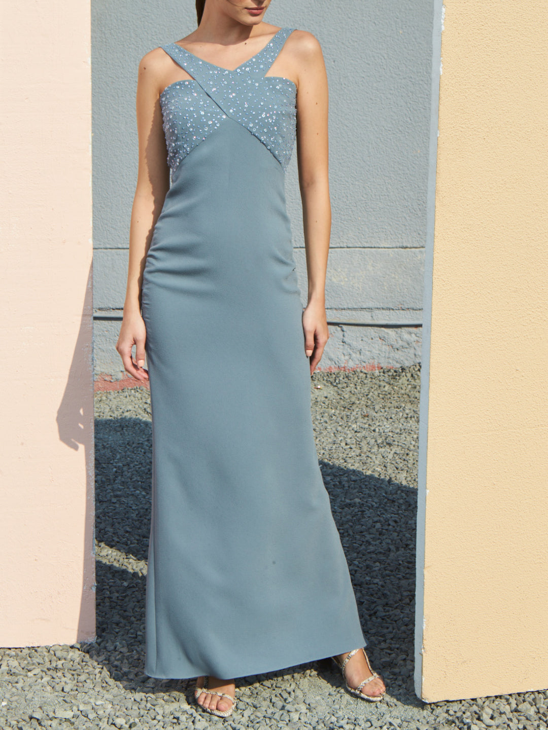 Cross Grey Blue Dress