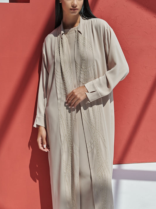 Cardigan Set With Pearl Embroidery