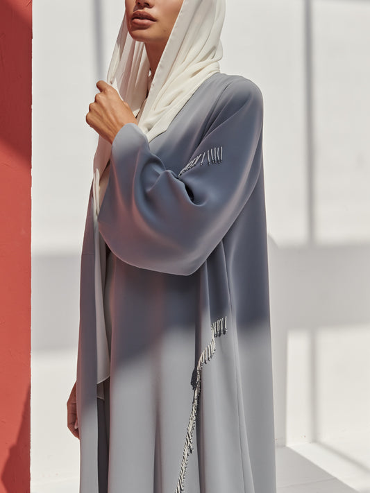 Dangling Pearls Crepe Abaya