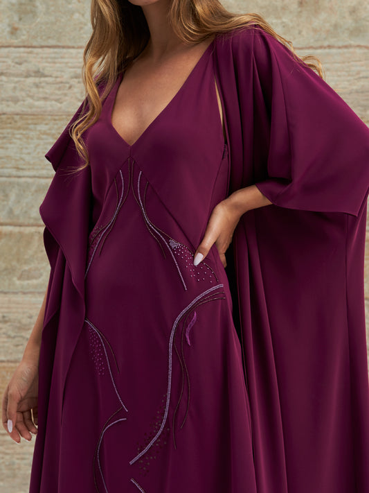 Purple Cardigan Set