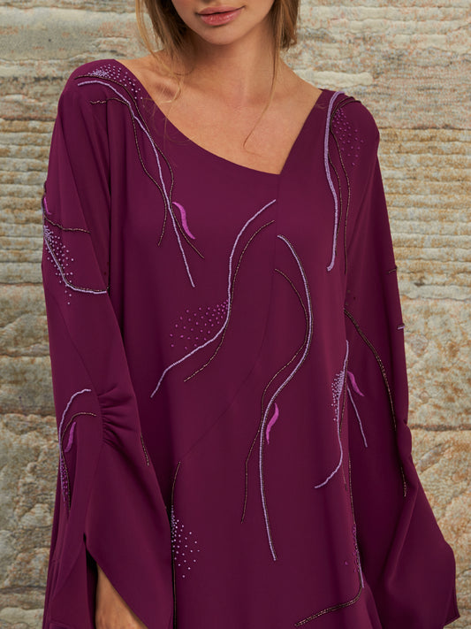 Purple Kaftan with Hand Embroidery