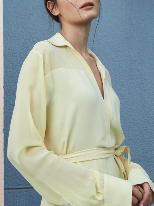 Pale Yellow Shirt Dress