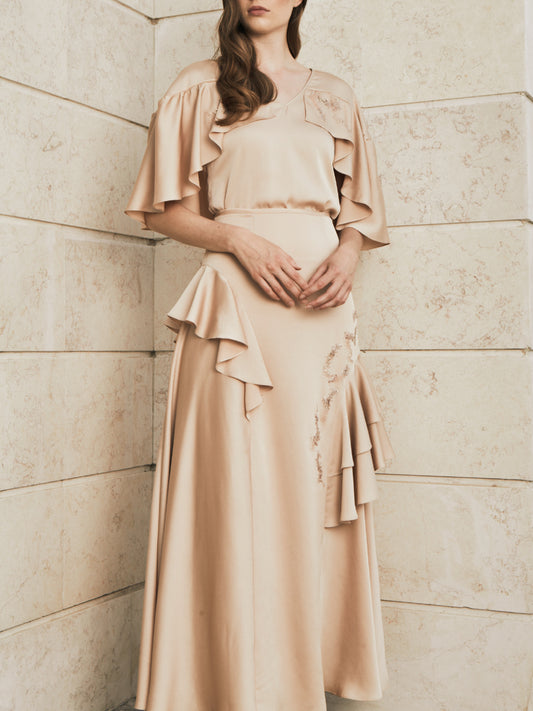Layered Ruffles Top and Skirt Set