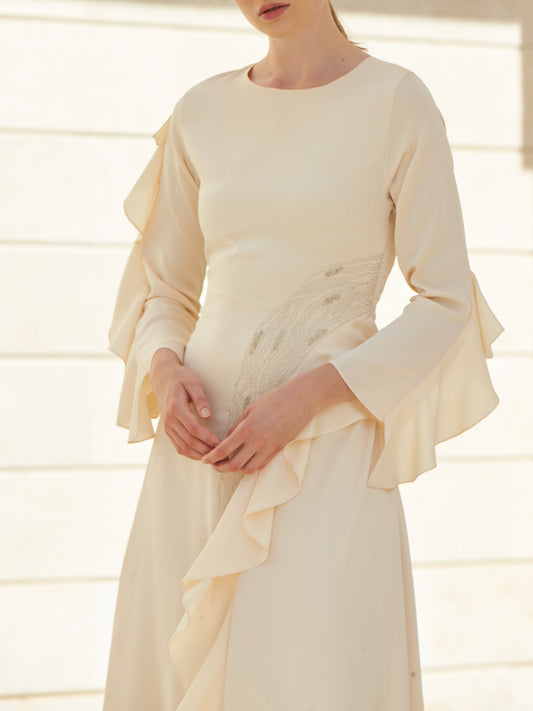 Cream Ruffle Dress