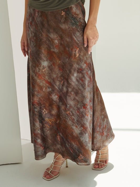 Marble Print French Silk Top & Skirt