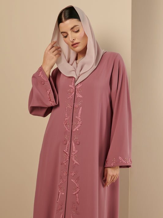 Hand Embroidery Dandelion Flowers Abaya