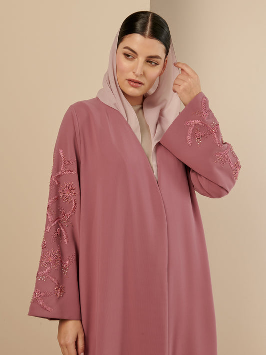 Hand Embroidery Dandelion Flowers Abaya 2