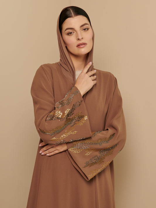 Ombre Golden Embroidery Abaya 2