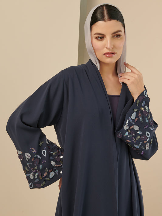 Cut Out Abstract Embroidery Abaya 2