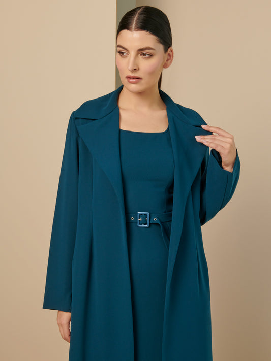 Teal Coat Set Abaya with Belt