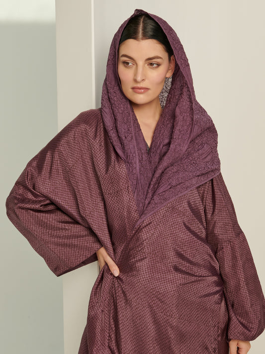 Purple Shabori Print 2-Set Abaya