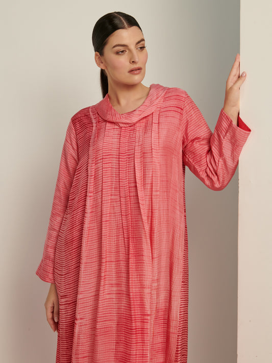 Pink Shabori Print Kaftan