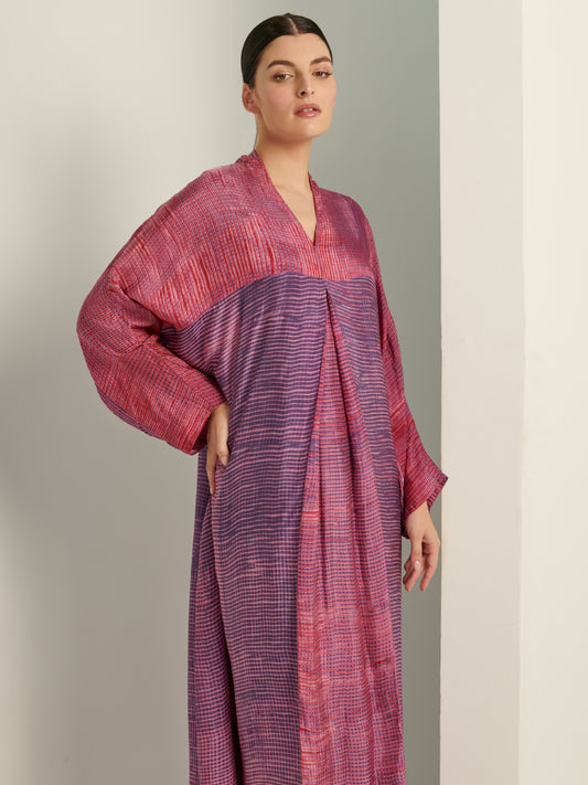 Purple Shabori Print Kaftan