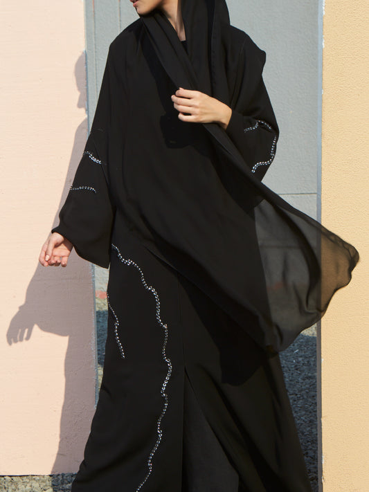 Abaya with Woven Crystals