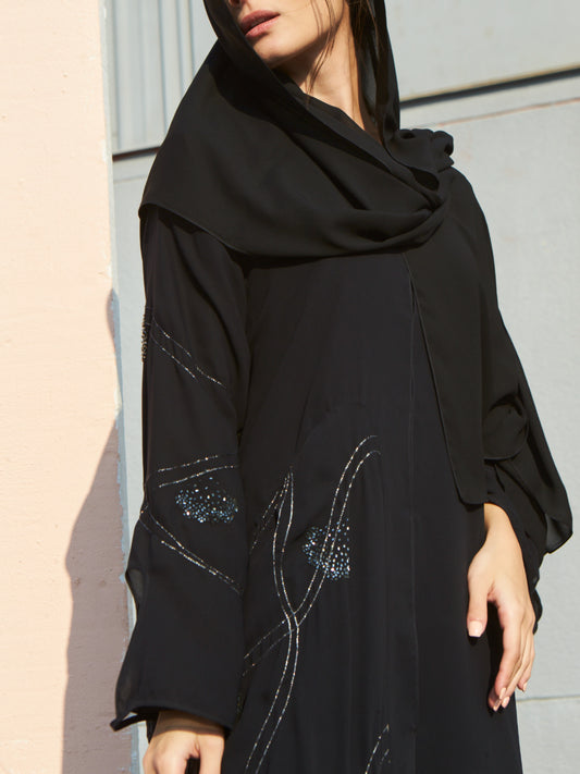 Abaya with Metallic Threads