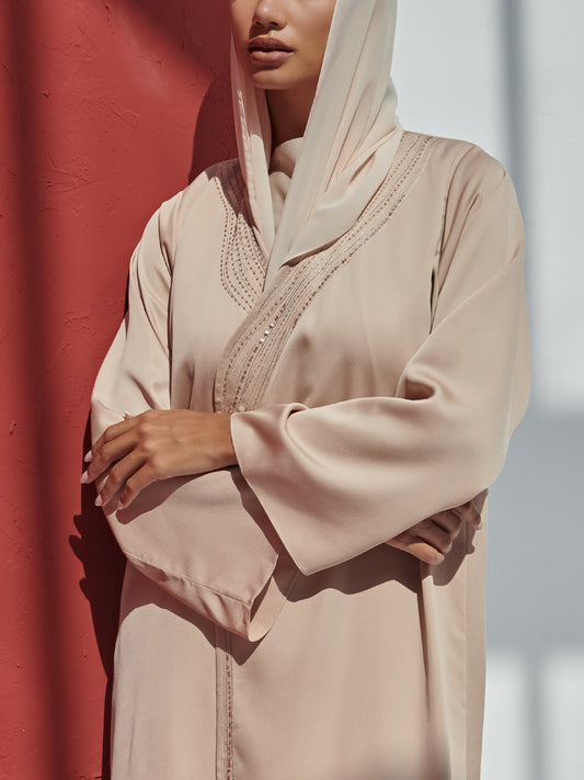 Wrap Silk Abaya With Hand Embroidery