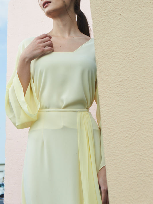 Pale Yellow Top and Skirt Set